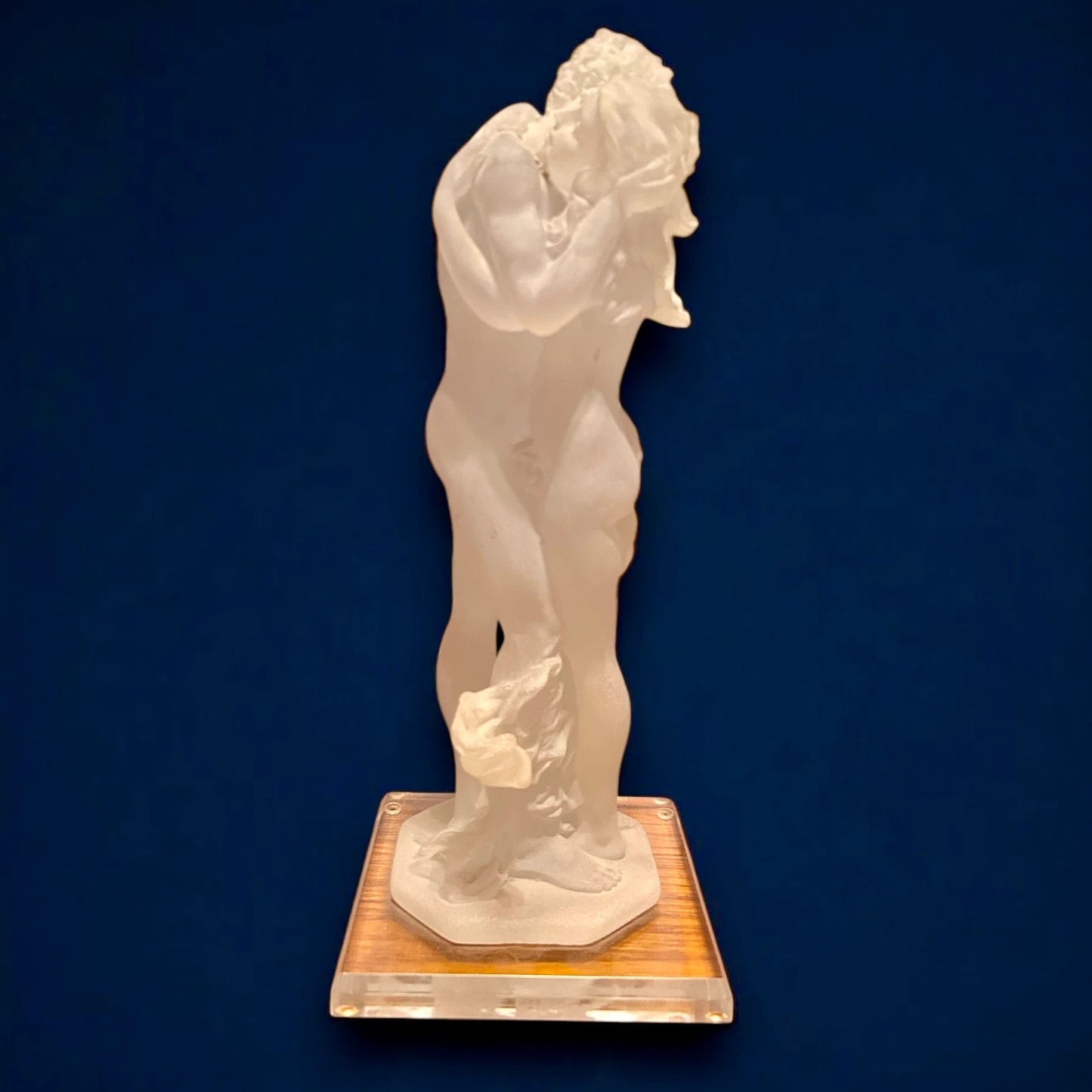 Vintage 1990s Lucite Art Deco Style Lovers Sculpture