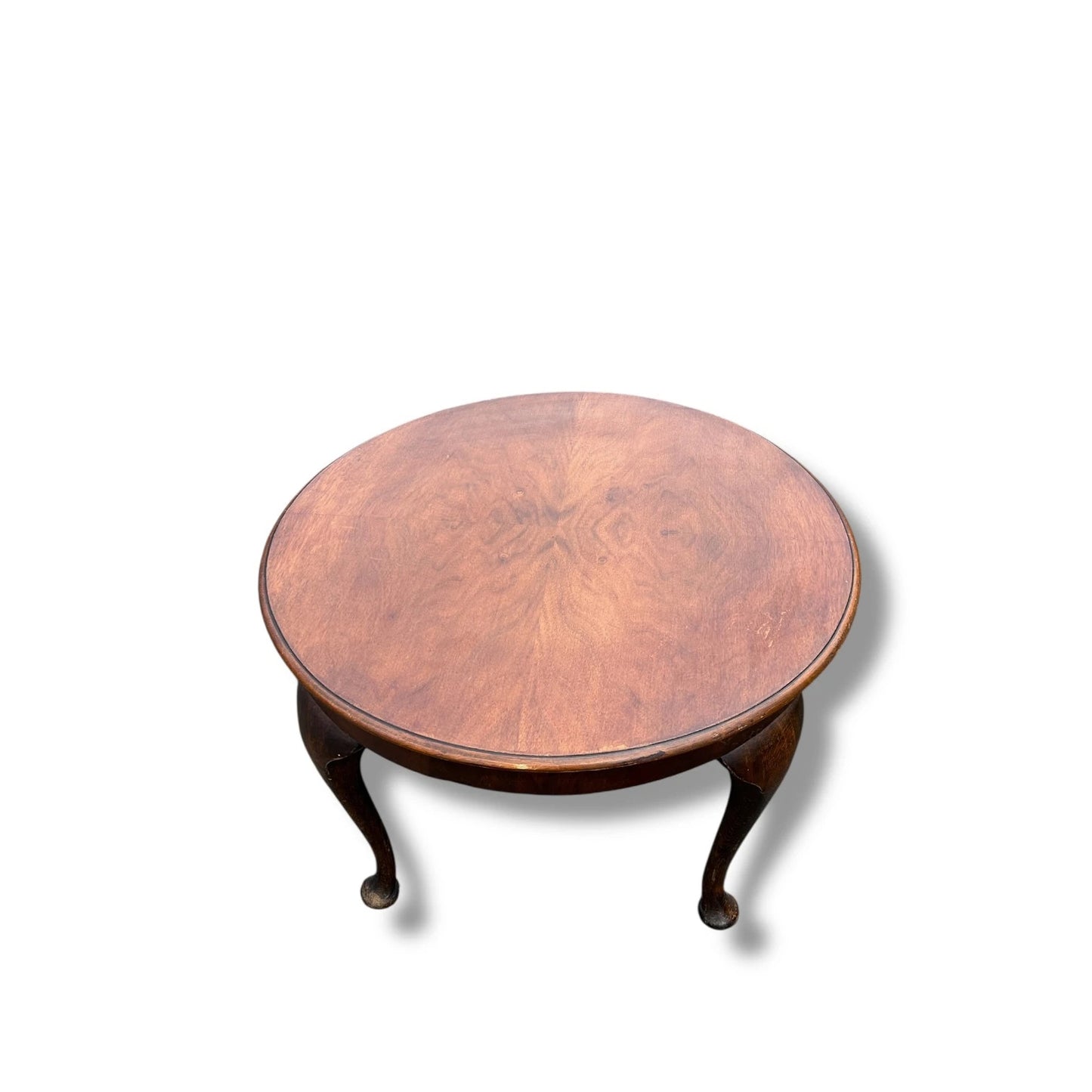 Mid Century Modern Round Walnut Veneer Coffee Table