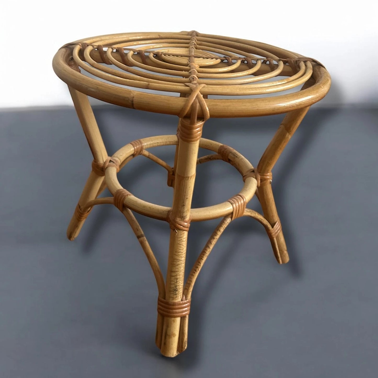 Mid Century Wicker Round Stool