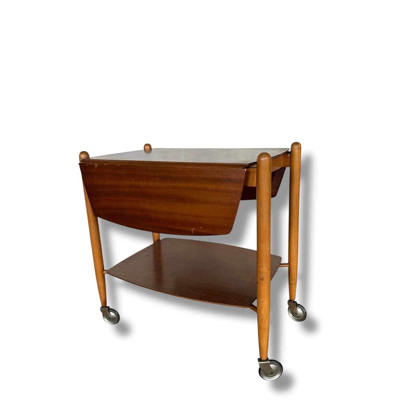Mid Century Modern Vanson Drop-Leaf Teak Drinks Trolley