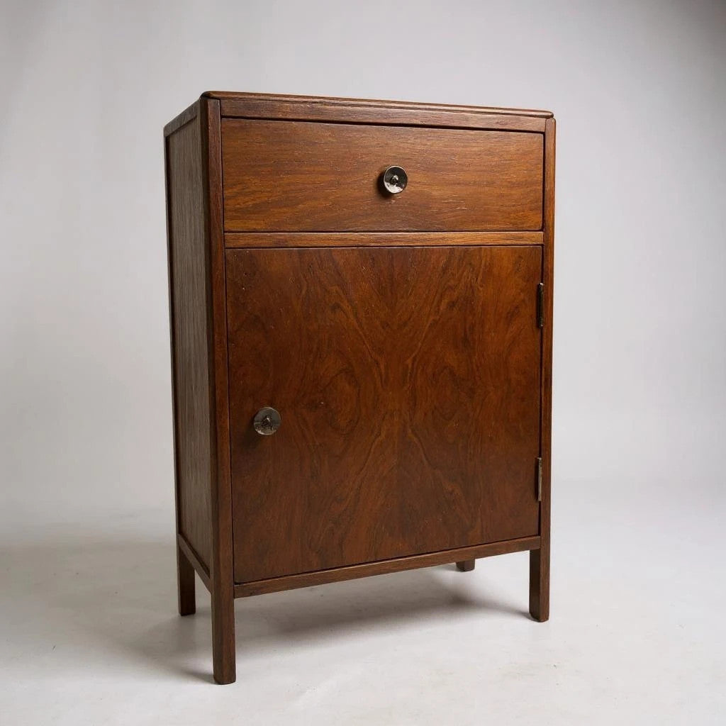 Vintage CC41 Art Deco Walnut Bedside Cabinet