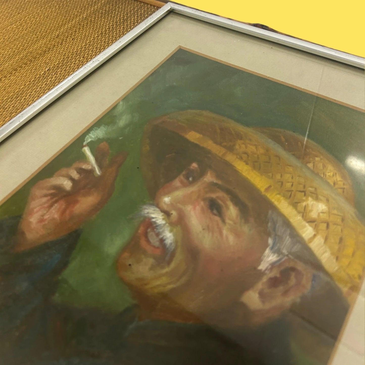 Vintage 1970s Chinese Old Man Oil Painting