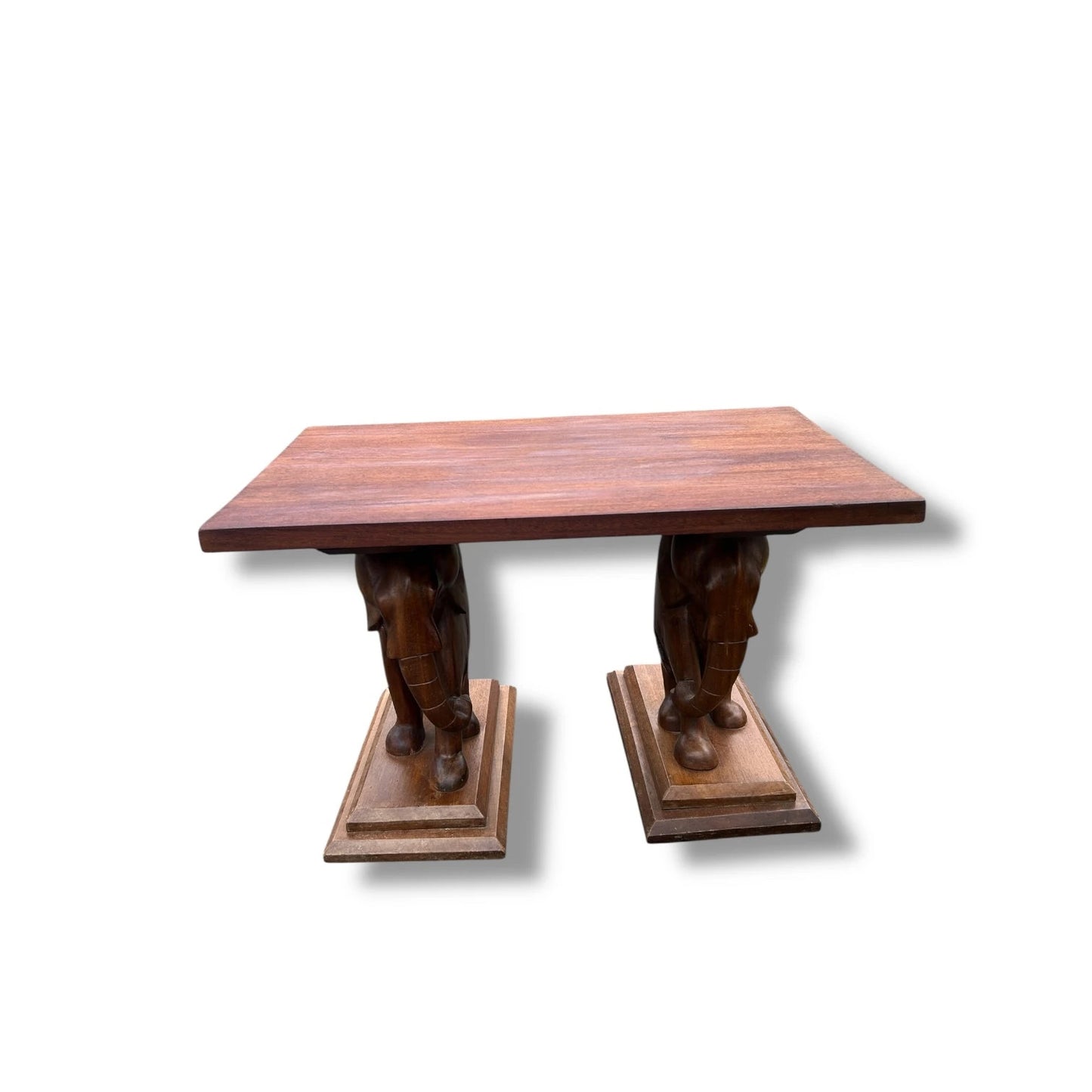 Vintage Hand-Carved Elephant Console Table – Solid Wood Statement Table with Sculptural Base