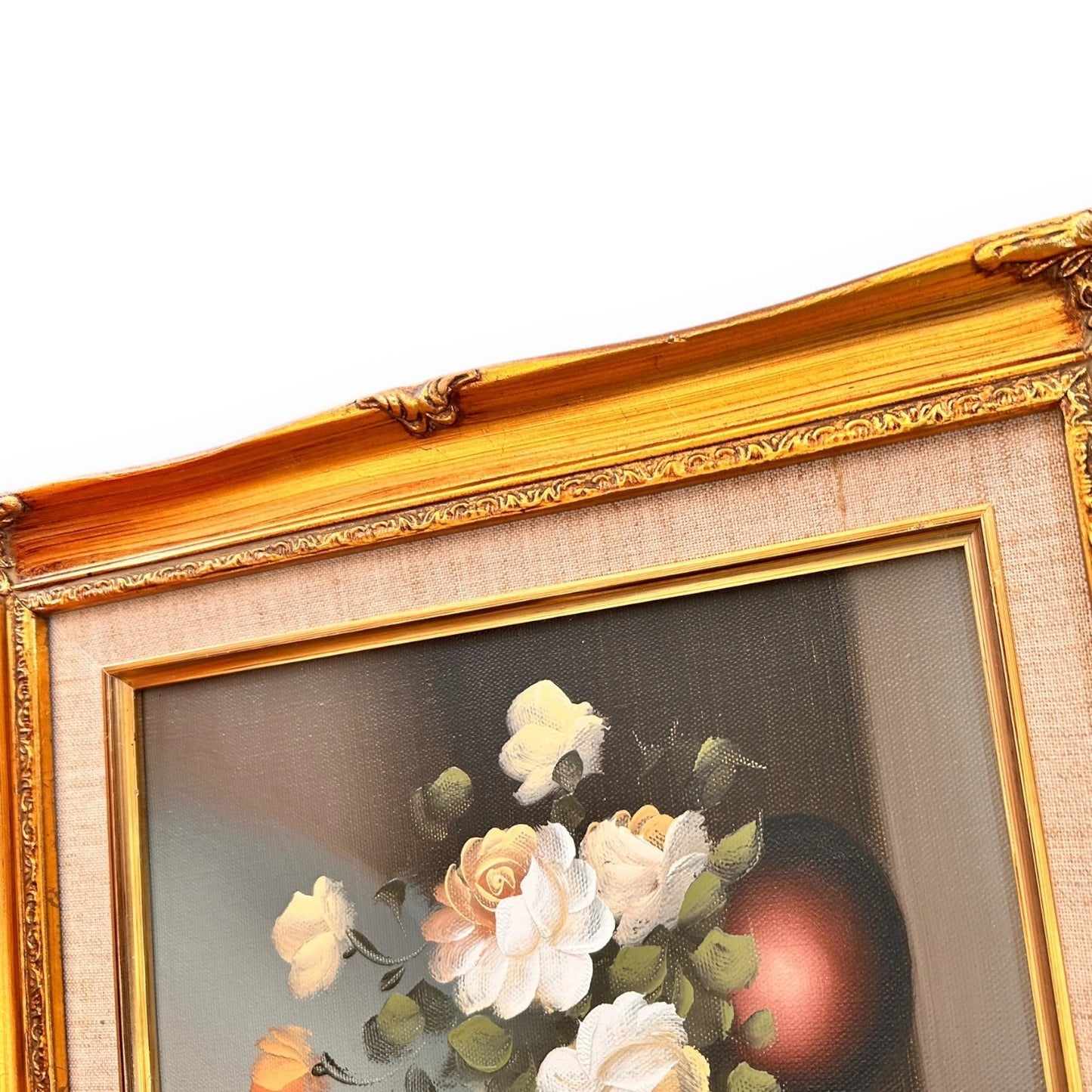 Vintage 1970s Floral Art Gilt Painting