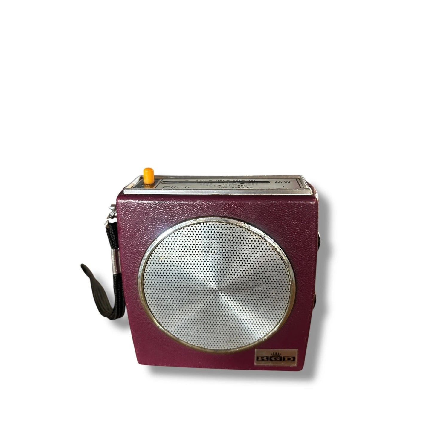 Vintage RGD Burgundy Portable Transistor Radio – 1960s Mid Century Modern Style