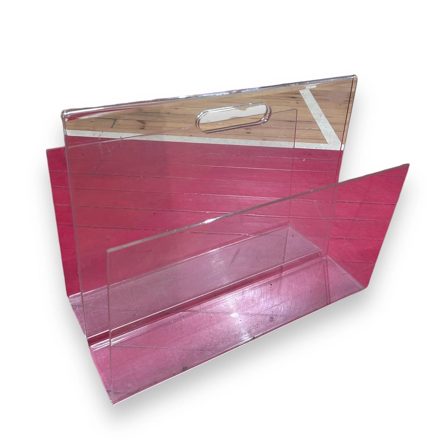 Mid century transparent magazine rack