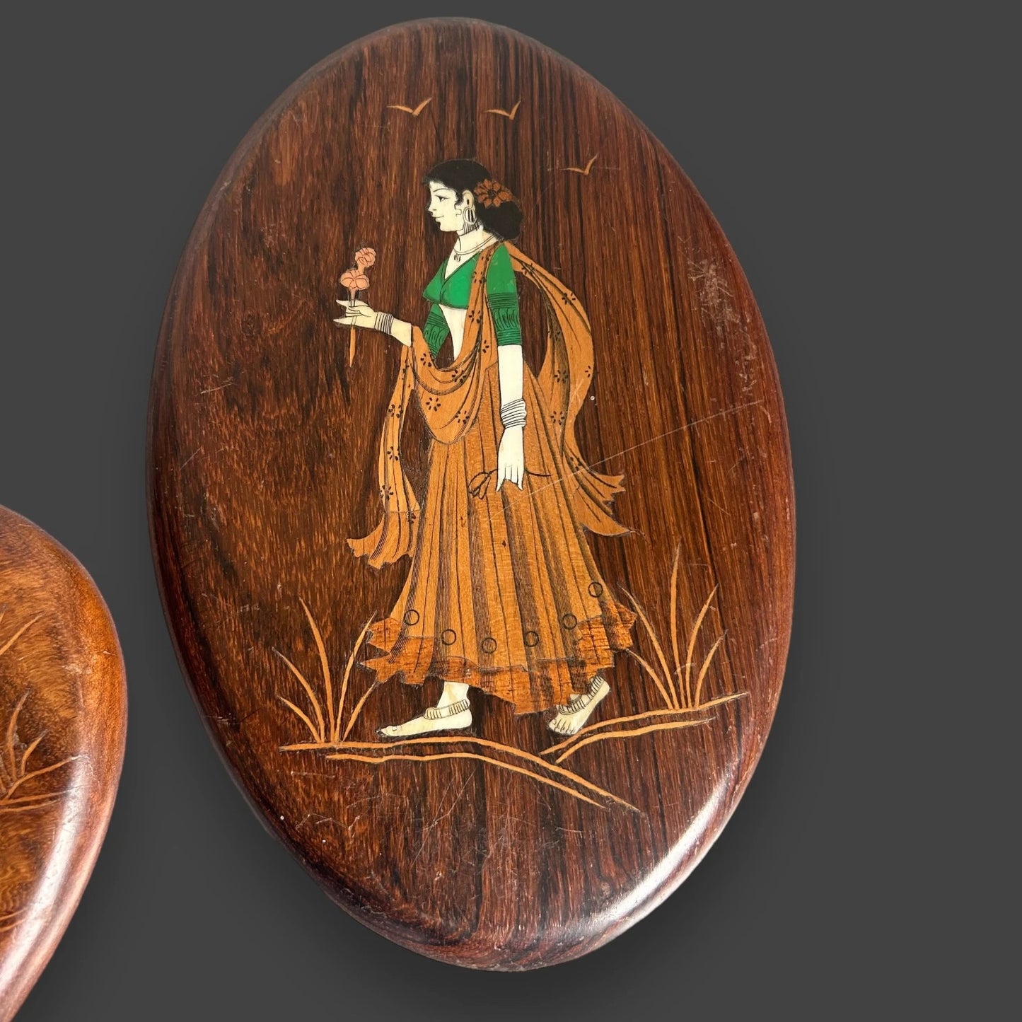 Mid Century Indian Wood Marquetry Inlay Frames