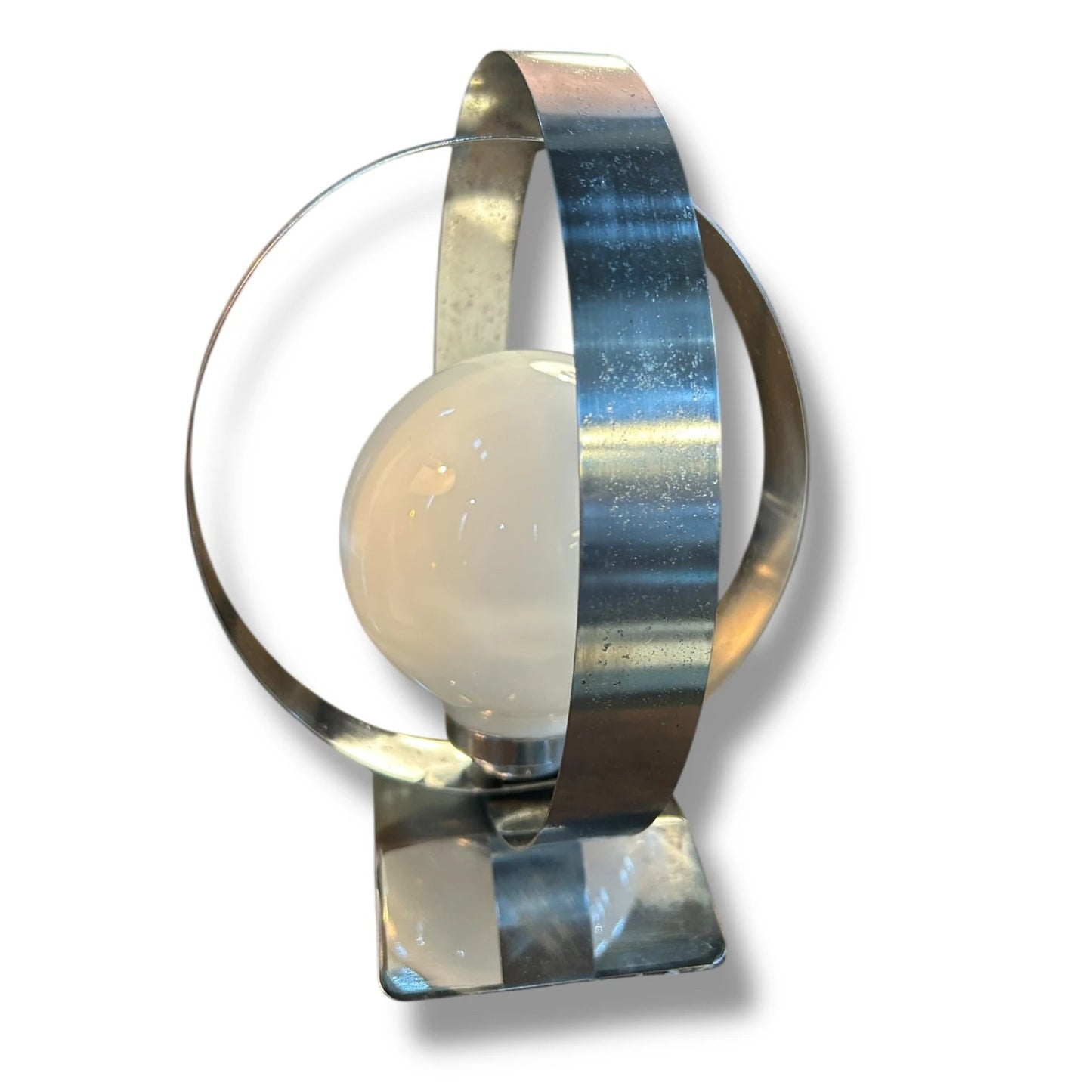 Mid Century Modern Space Age Chrome and Opaline Glass Table Lamp