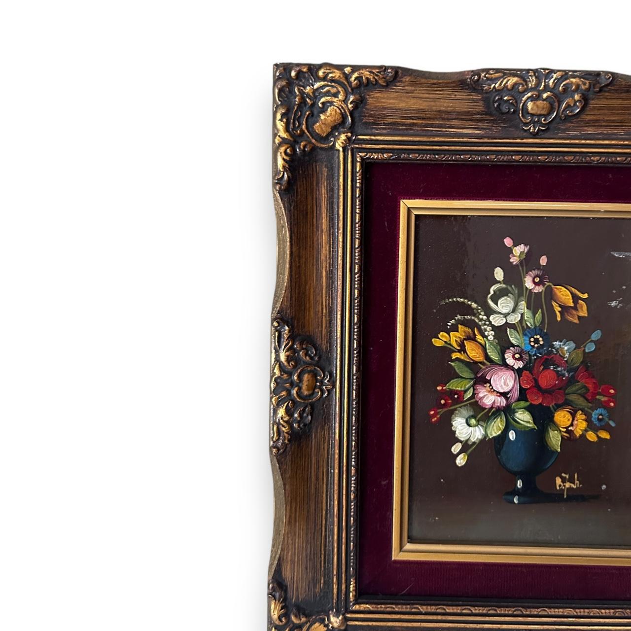 Vintage 1960s Still Life Flowers Art Painting