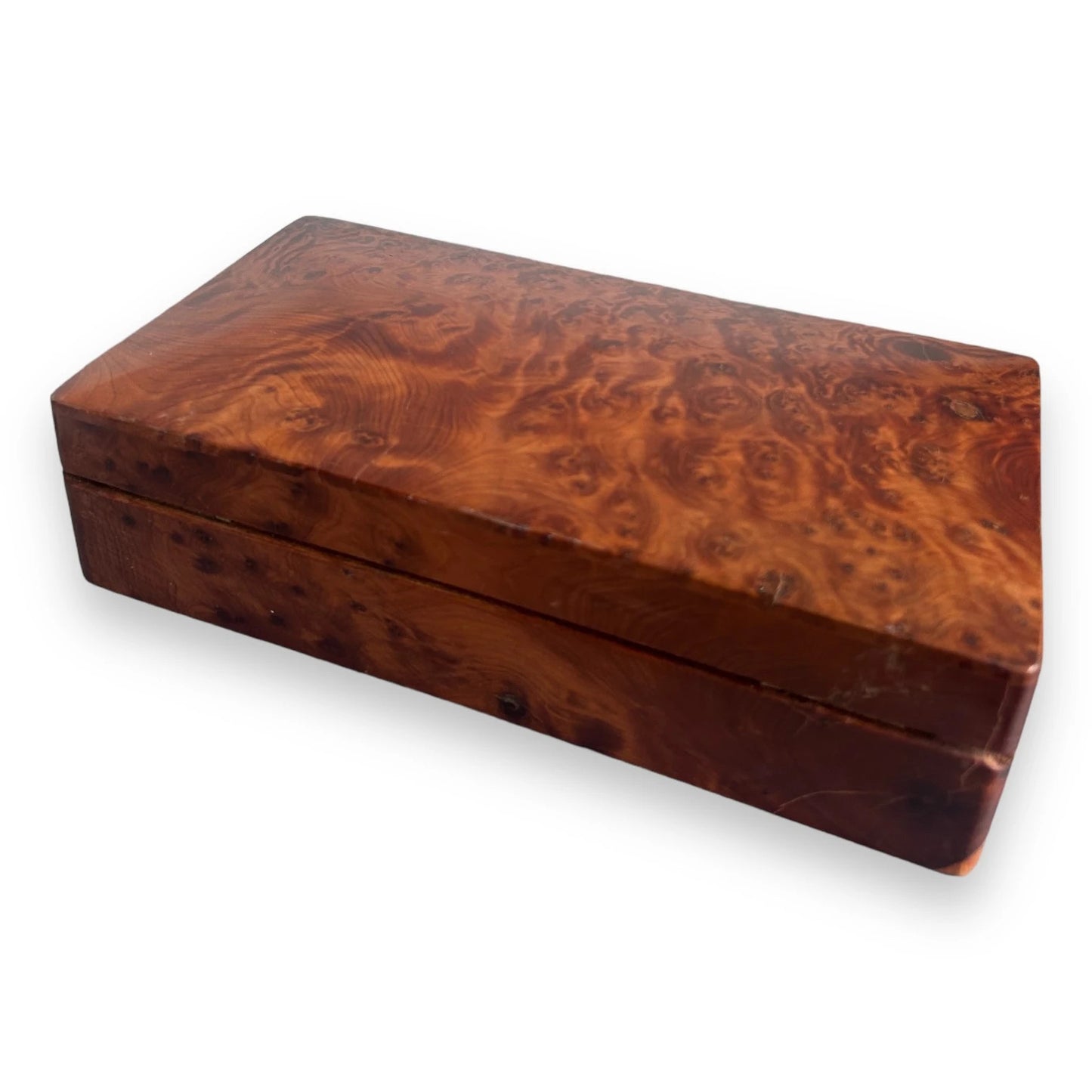 Vintage 1960s Burr Wood Jewellery Box