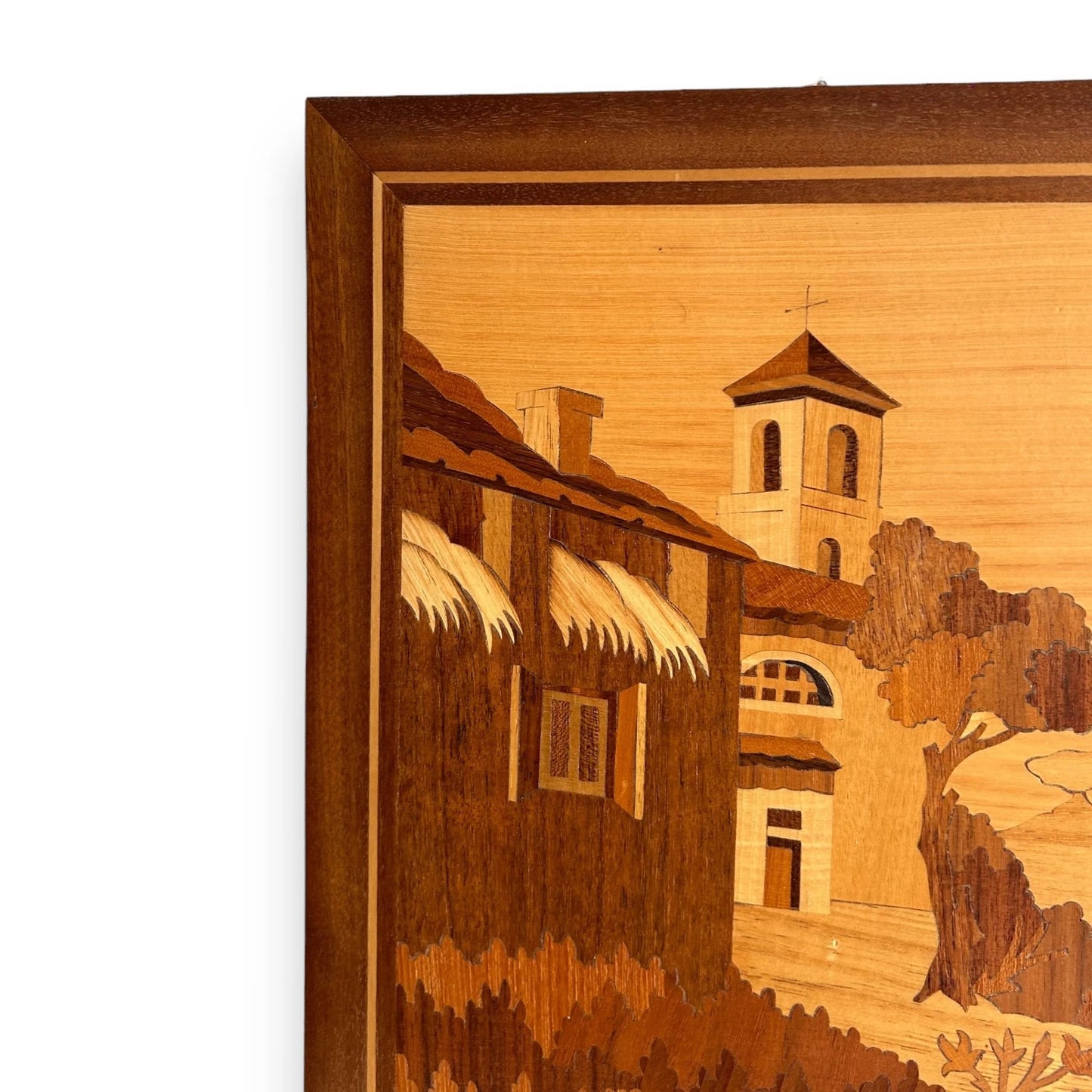 Mid century wood marquetry picture frame