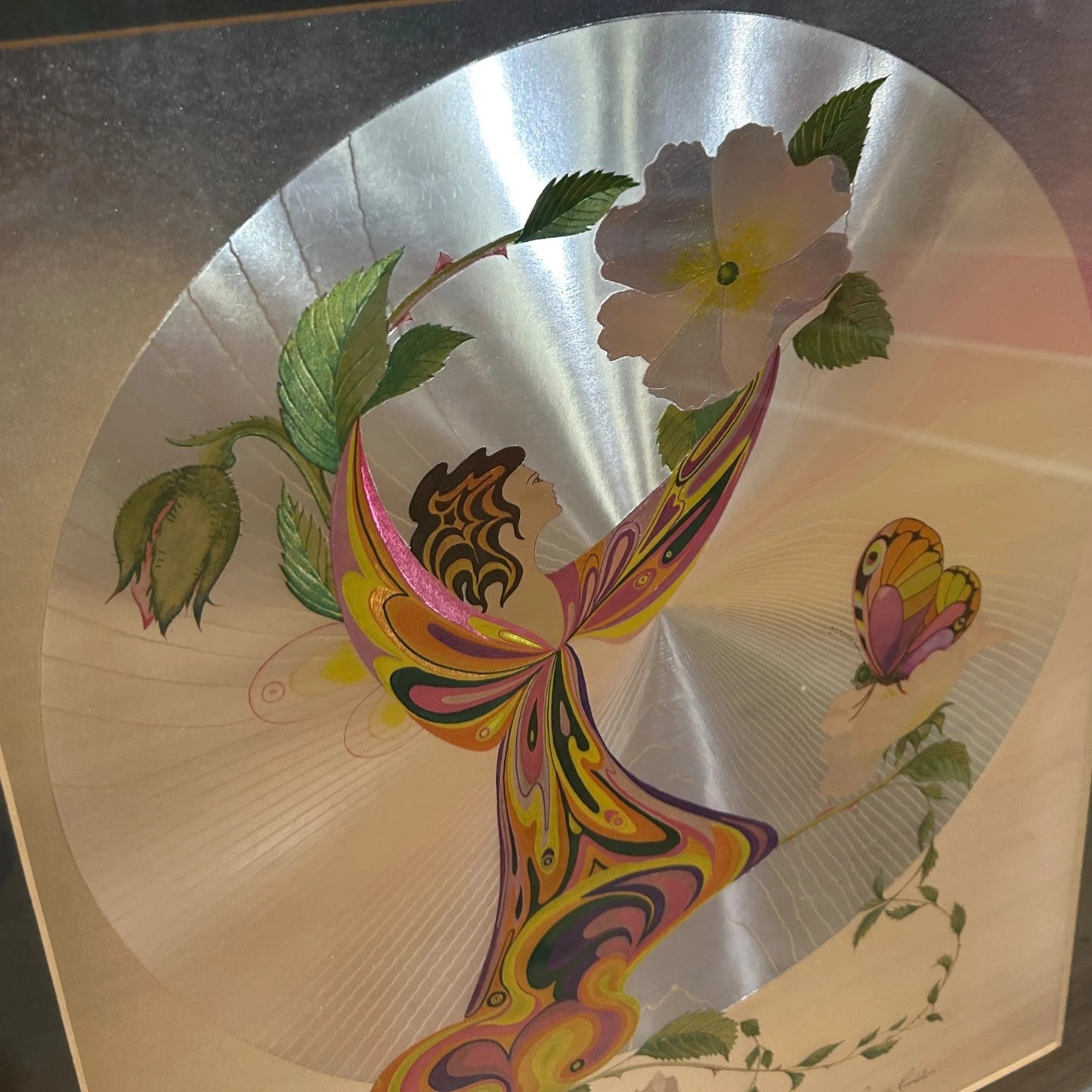 Mid Century Michelle Emblem Poppy Fairy Foil Painting