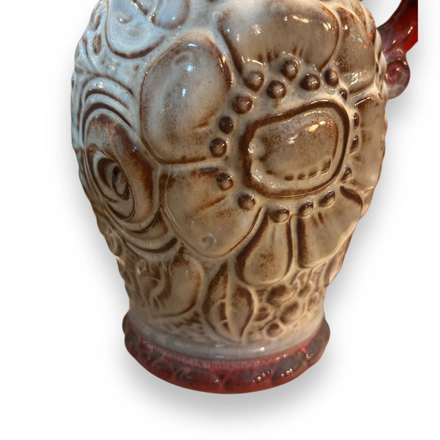 Mid century red west German lava vase
