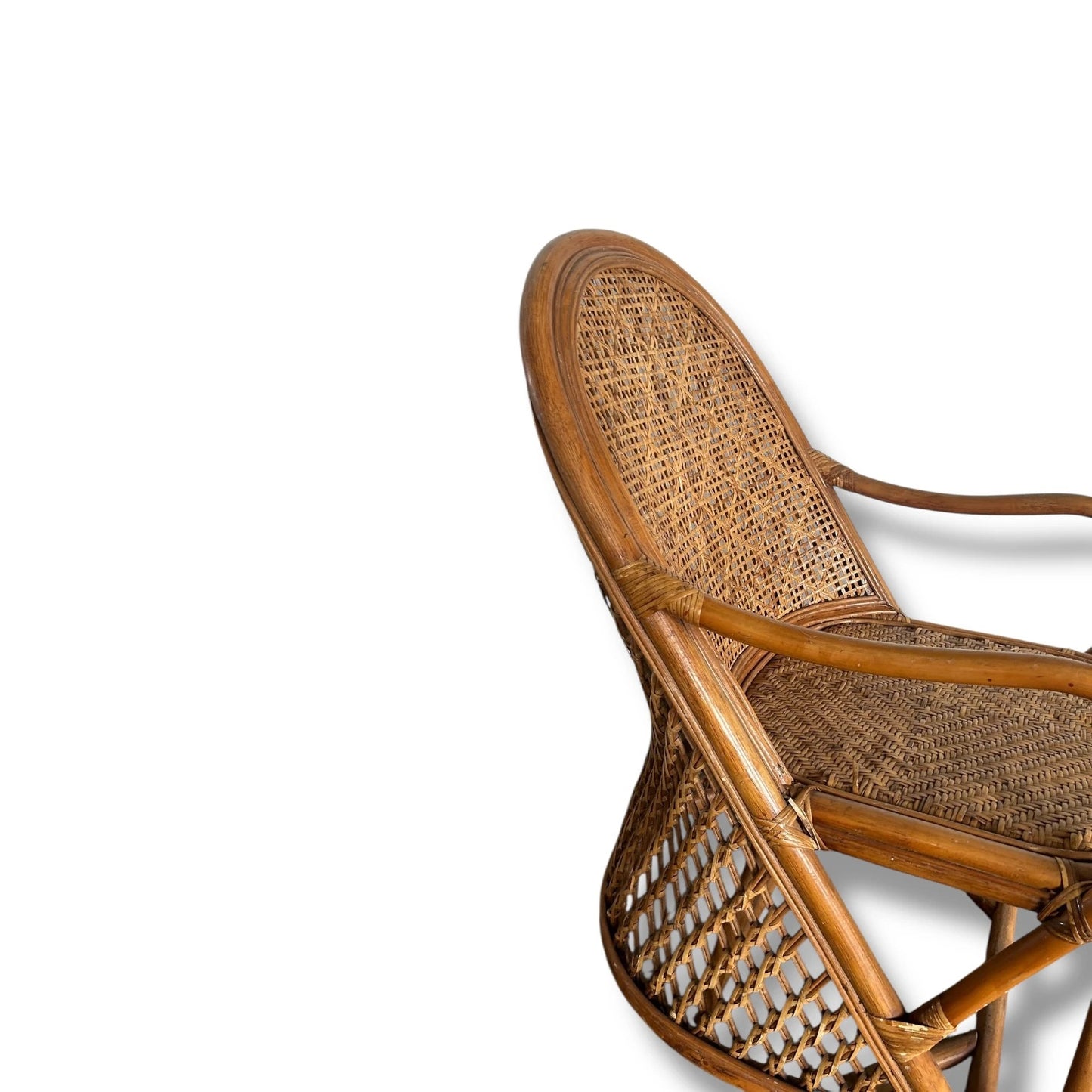 Mid Century Modern Bamboo and Rattan Farmhouse Lounge Armchair