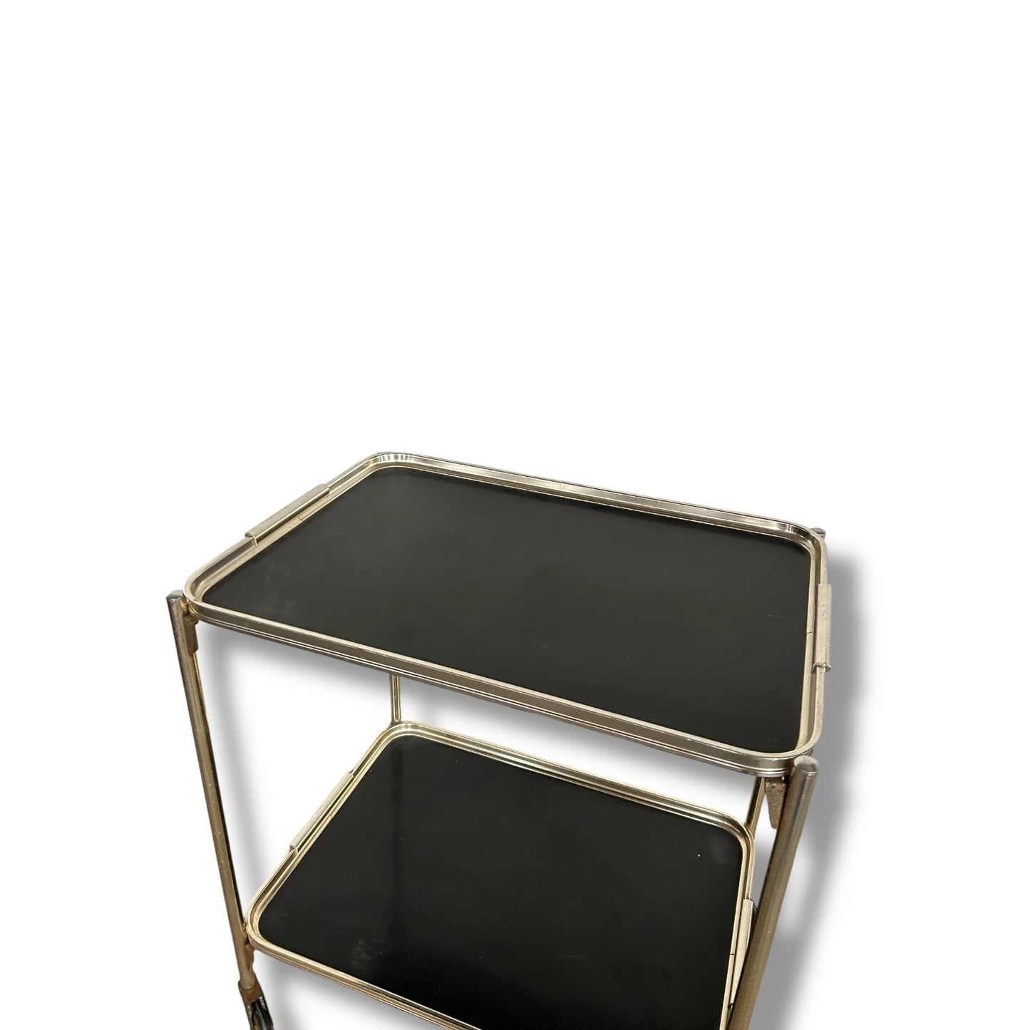 Mid Century Modern Chrome and Black Drinking Trolley