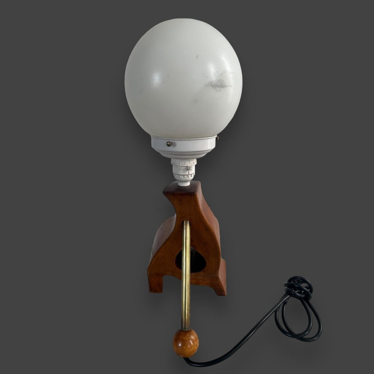 Mid Century Teak Wood Abstract Lamp