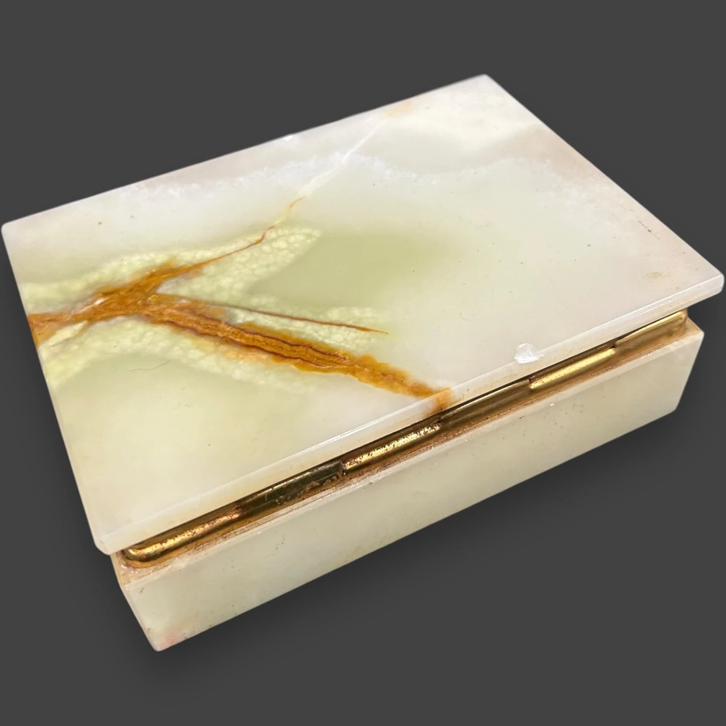 Vintage 1960s Onyx Marble Jewellery Box