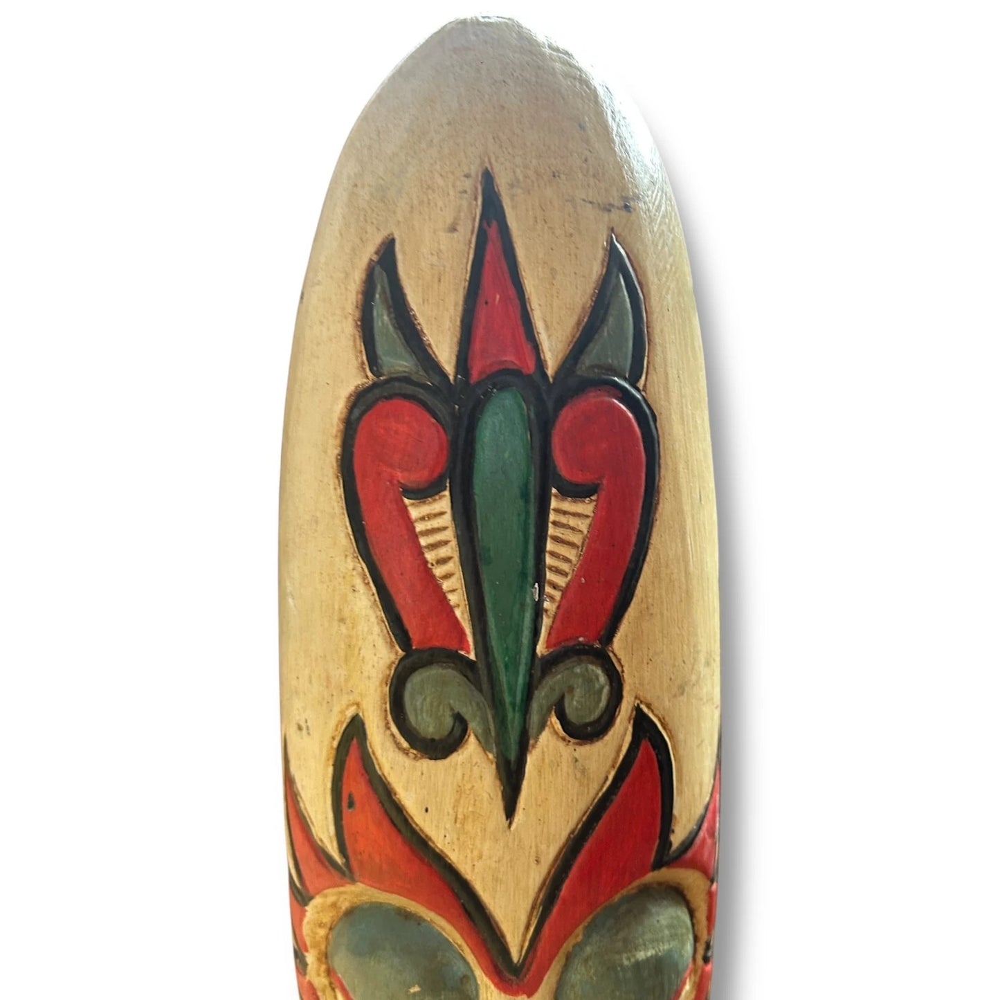 Vintage 1990s Carved Wood Indonesian Tabletop Mask Sculpture