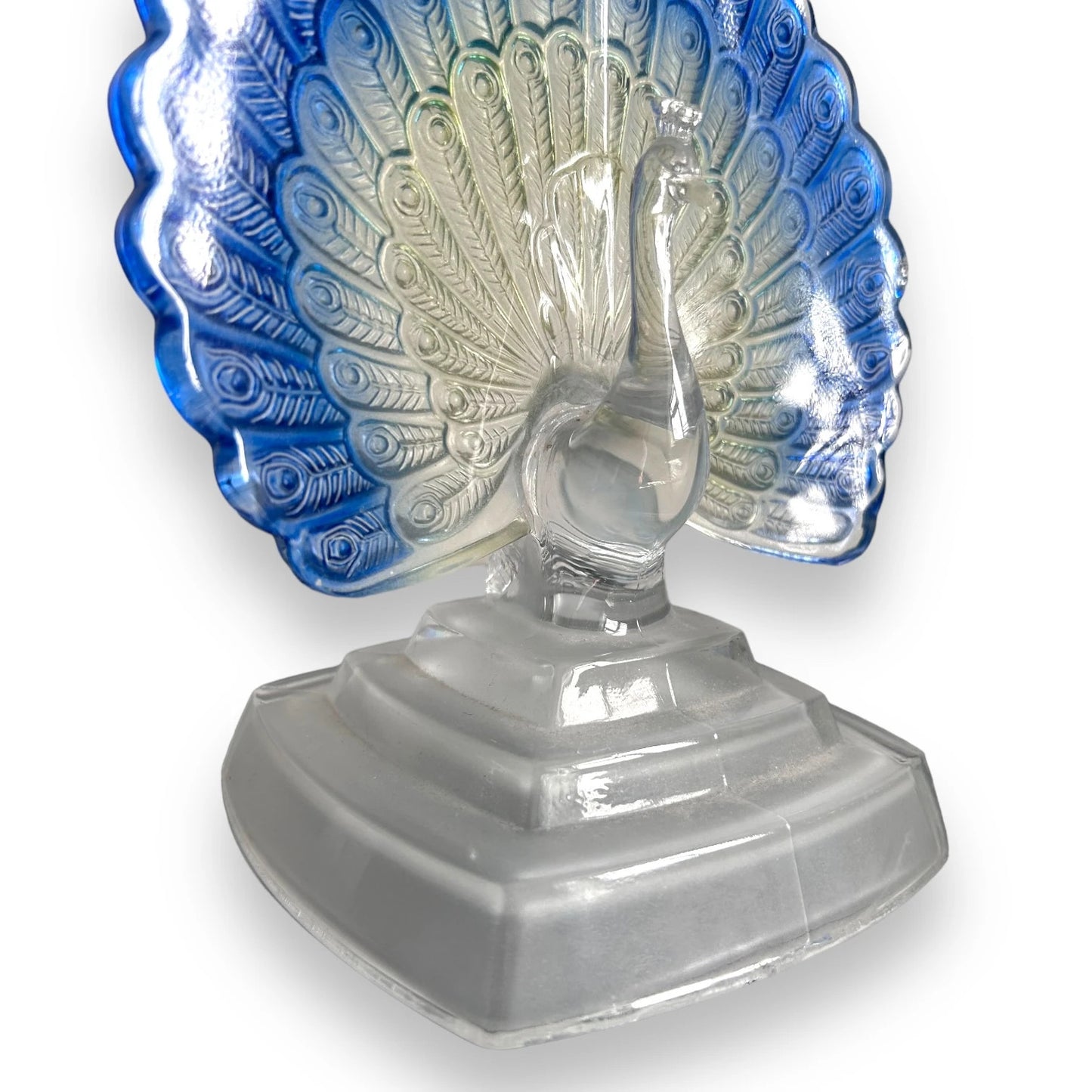 Vintage 1950s Glass Peacock Sculpture