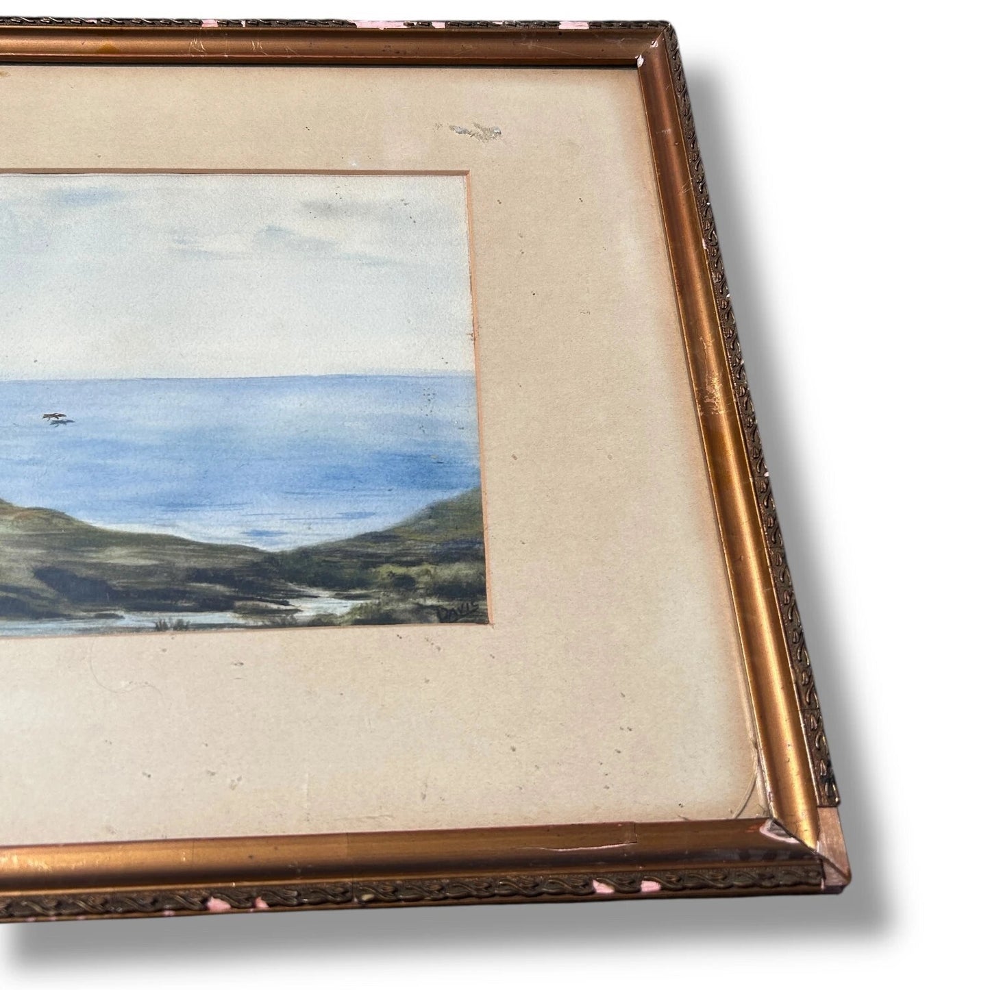 Mid Century Coastal Landscape Watercolour Painting