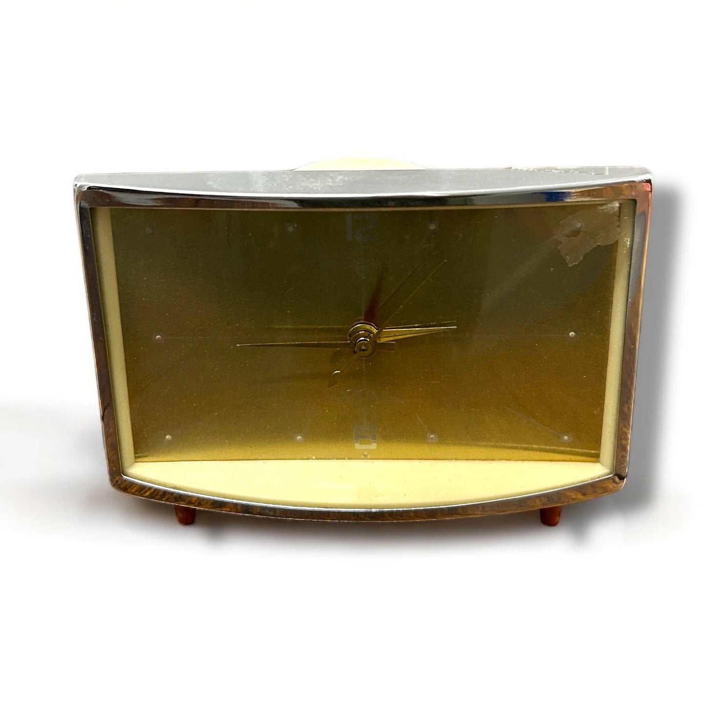 Mid Century Chinese Brass Table Clock