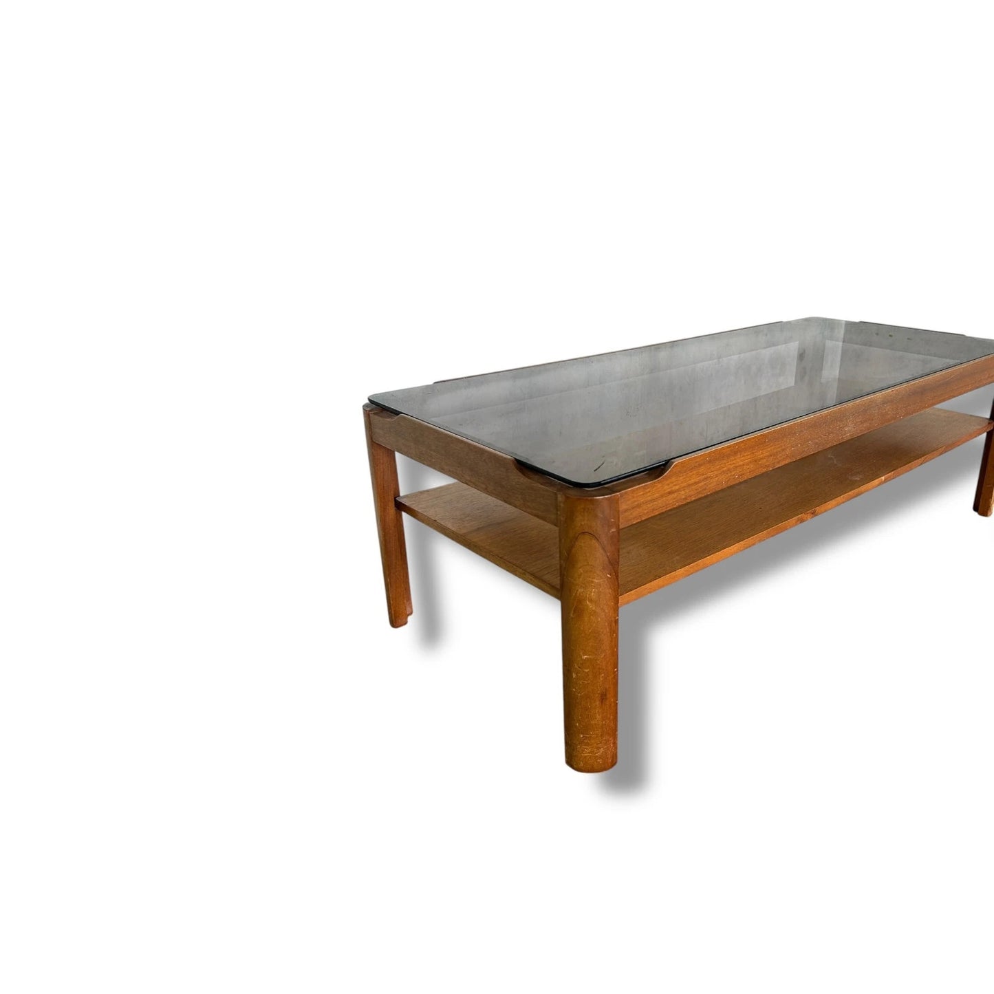 Mid Century Modern Myers Smoked Glass and Teak Coffee Table