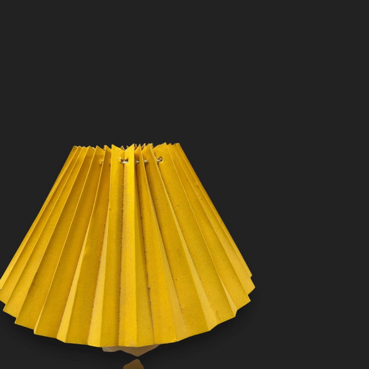 Mid Century Onyx table lamp yellow fabric pleated shade