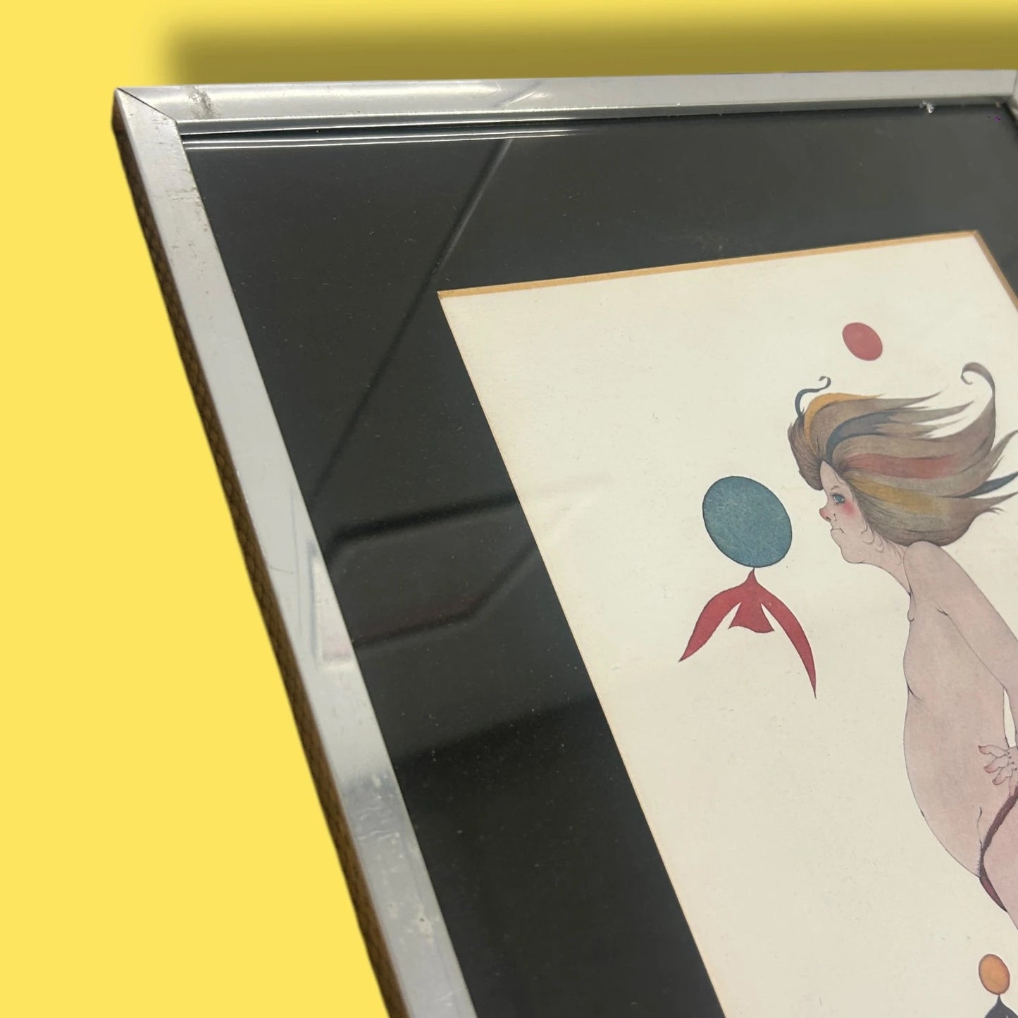 Vintage 1970s Japanese Surrealism Original Artwork Framed
