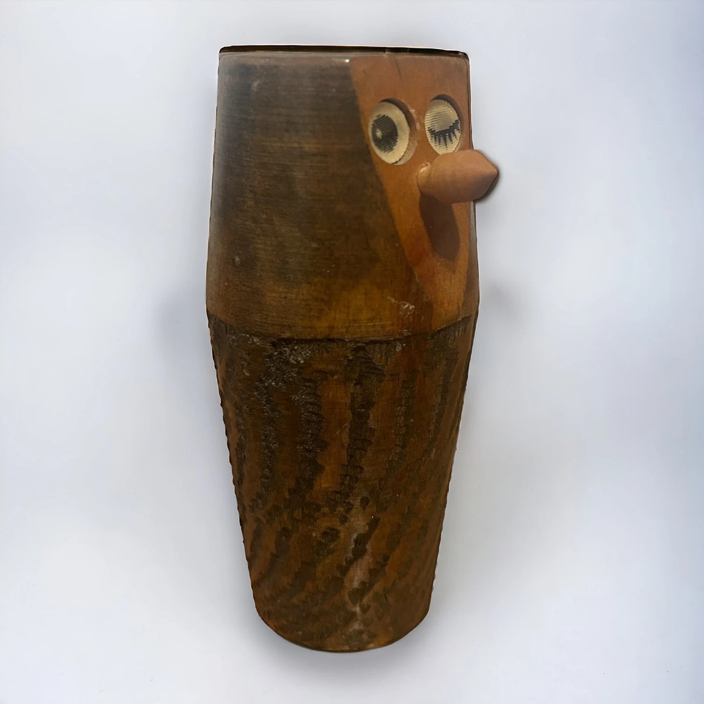 Mid Century Japanese Wood Owl Toothpick Holder