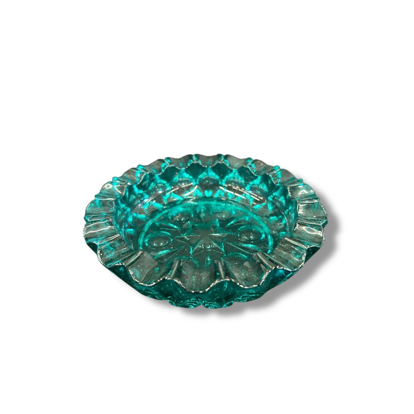 Mid Century Modern Green Glass Ashtray