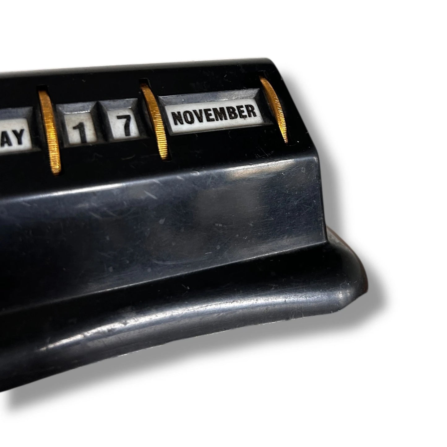 Mid Century Modern Black and Gold Perpetual Desk Calendar