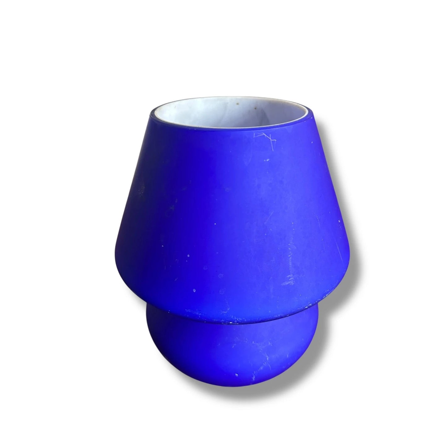 Vintage 90s cobalt blue mushroom habitat glass lamp