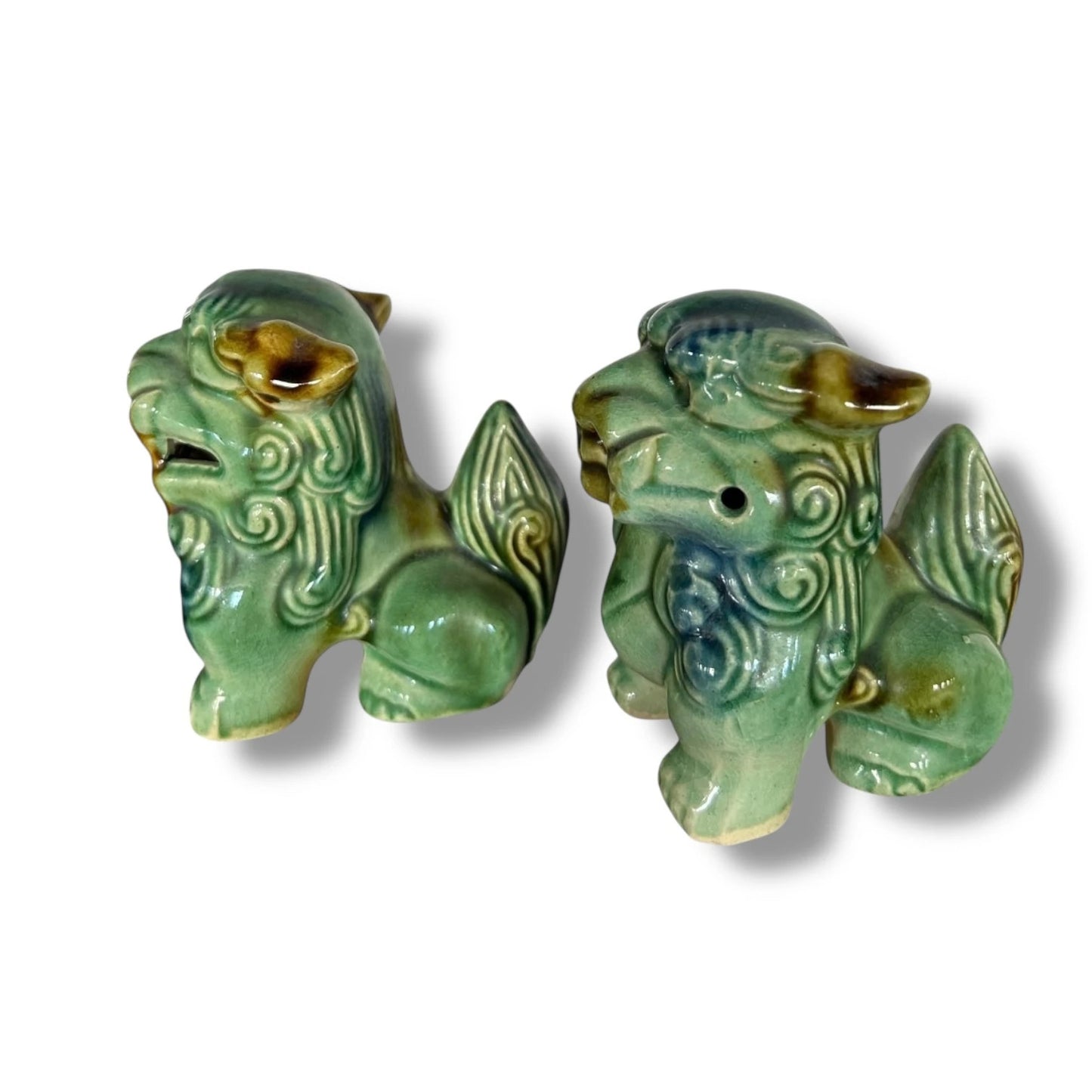 Mid Century Modern Pair of Chinese Ceramic Foo Dogs