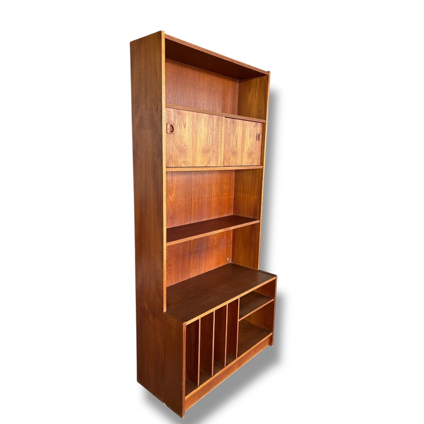 Danish Rosewood Wall Unit | Mid Century Bookcase with Vinyl Storage