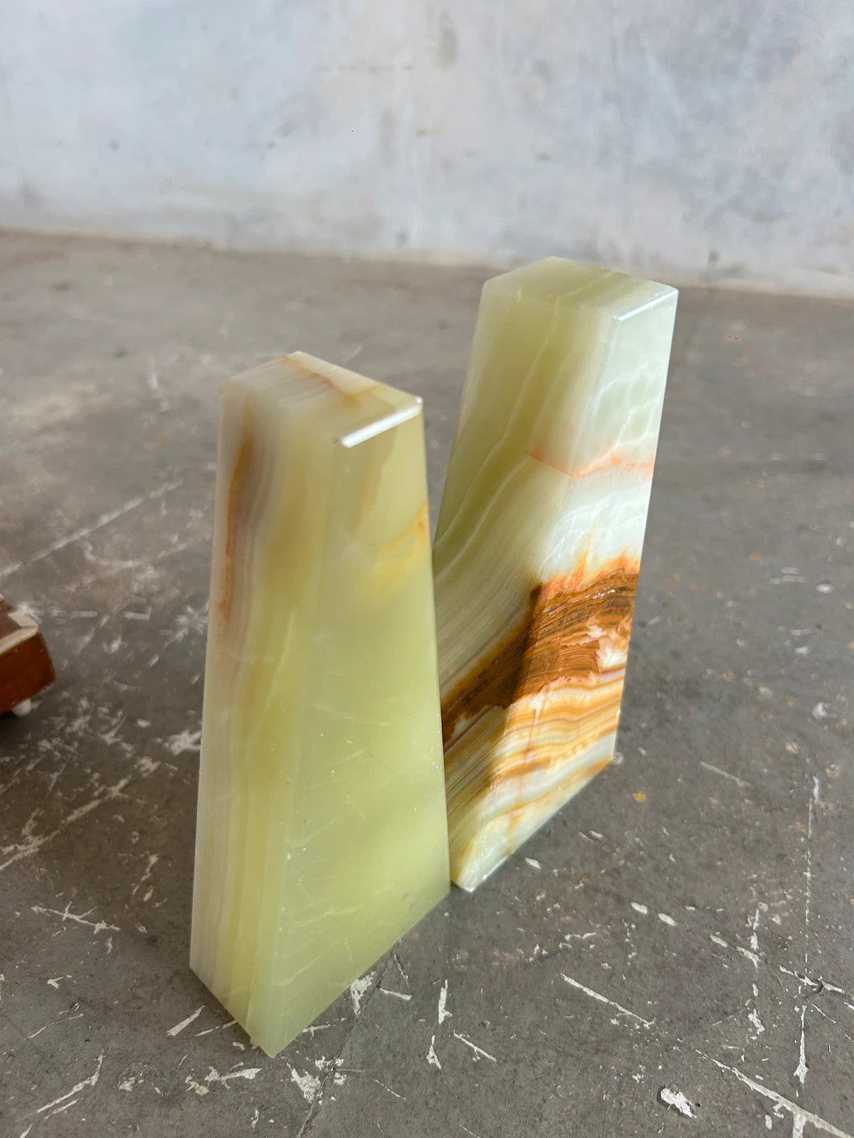 Mid Century Modern Onyx Marble Bookends