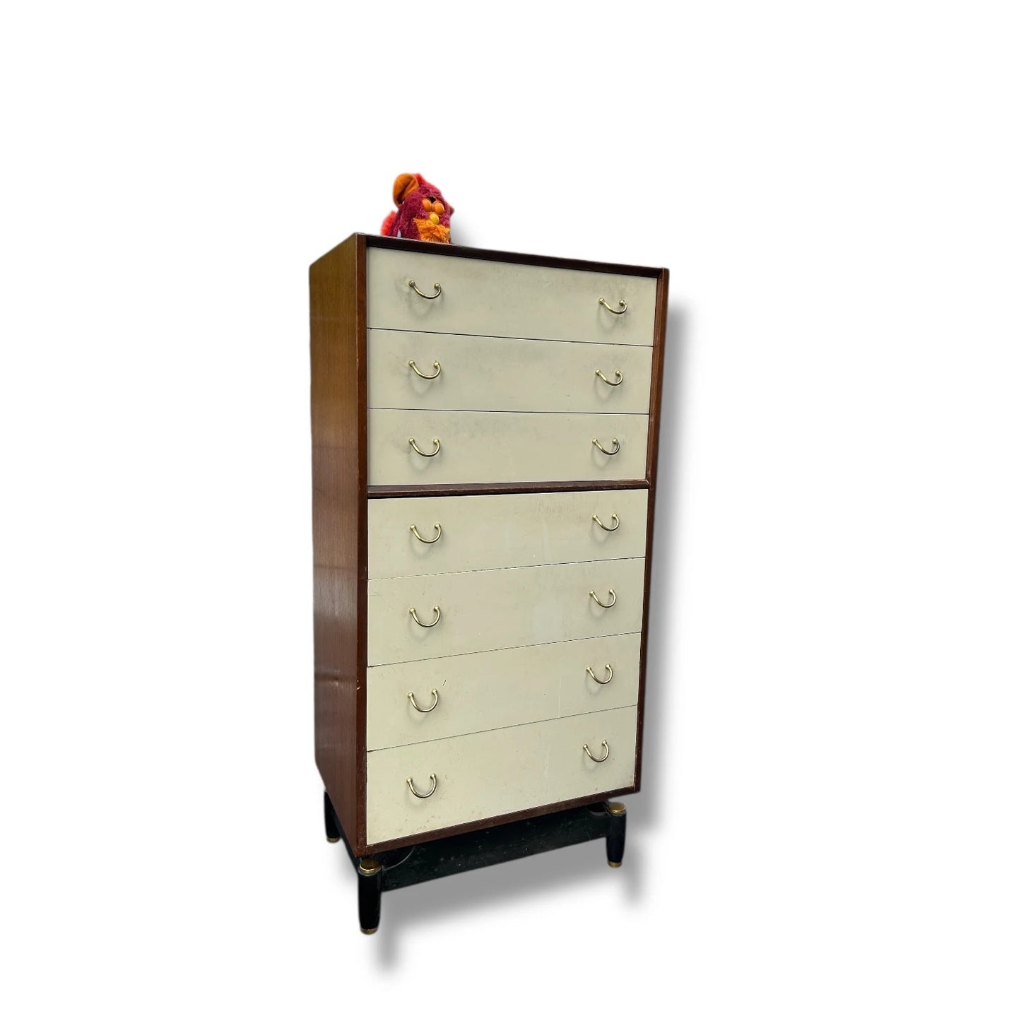 Mid-Century G Plan Librenza Tallboy Chest of Drawers – 6-Drawer Vintage Teak & Cream