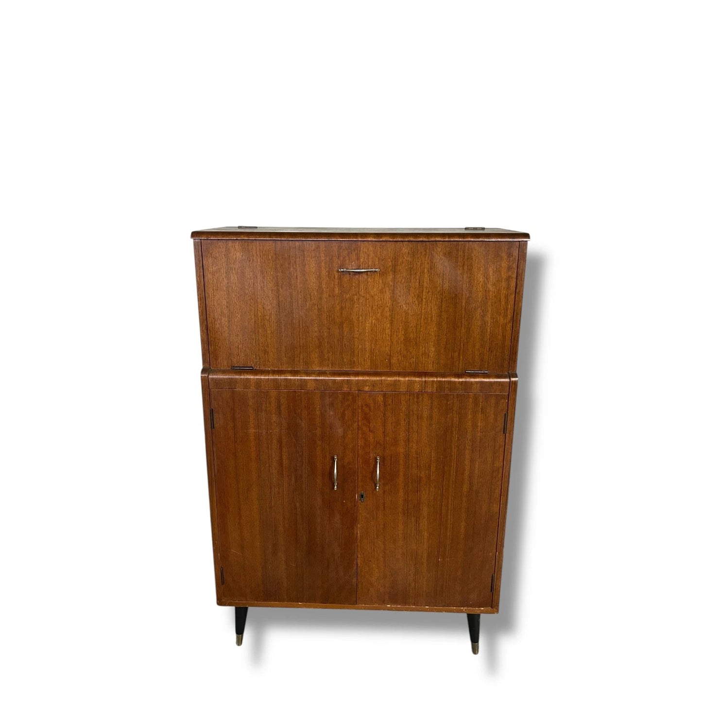Mid Century Modern Walnut Drinks Cocktail Cabinet