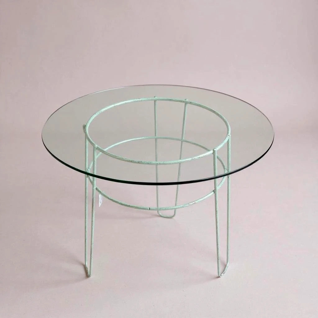 Mid Century Modern Wire Rack Smoked Glass Coffee Table