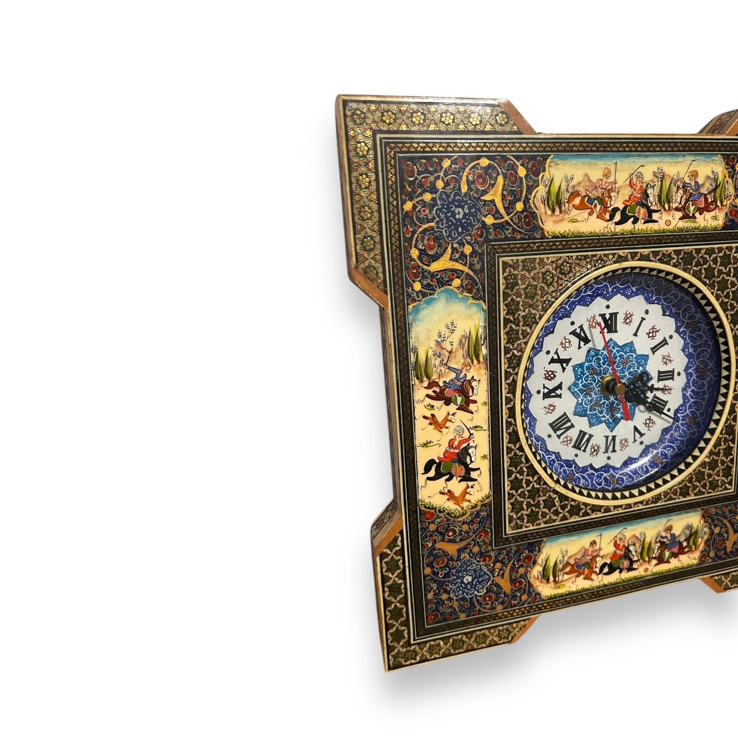 Vintage 1960s Persian Khatam Mosaic Clock