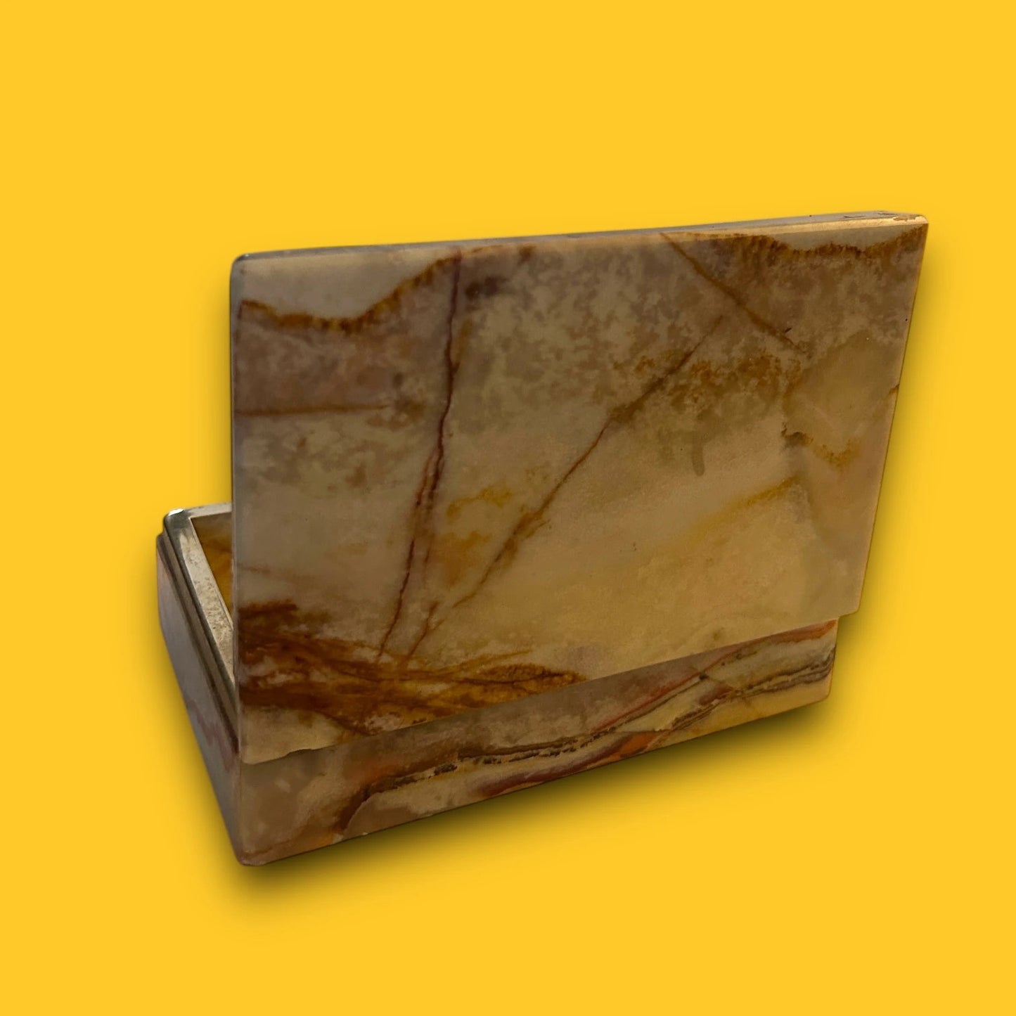 Vintage 1960s Onyx Marble Trinket Jewellery Box