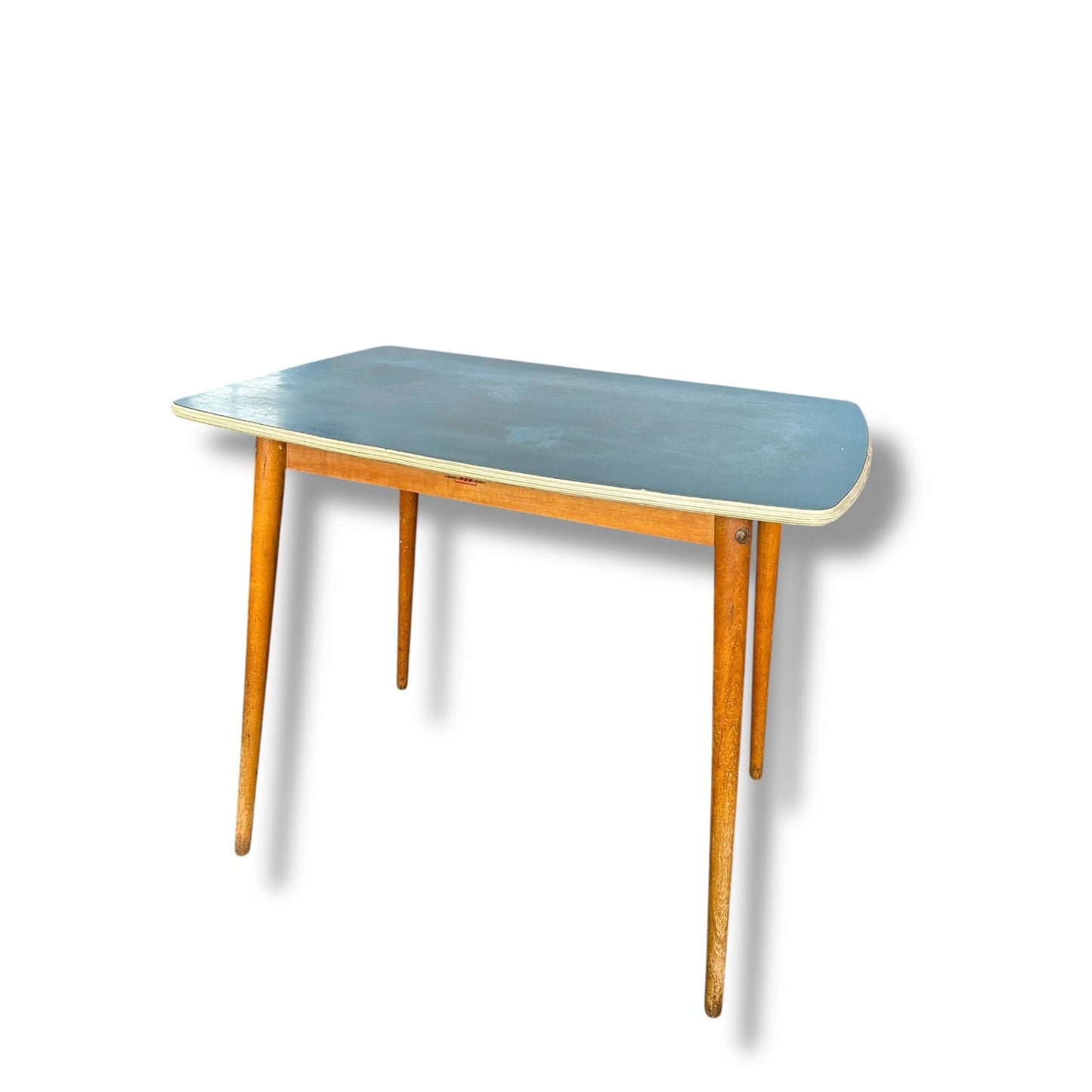 Mid Century Blue Formica Kitchen Table | Compact Retro Dining Table 1960s