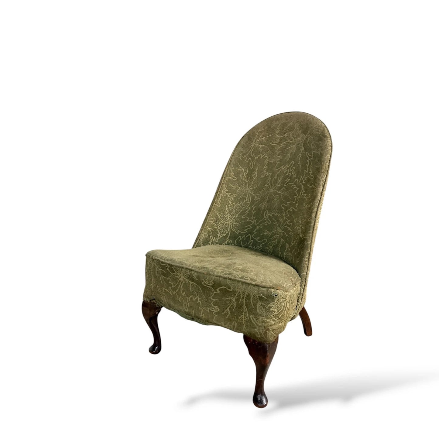 Vintage Green Cocktail Chair with Cabriole Legs – Mid Century Accent Lounge Chair