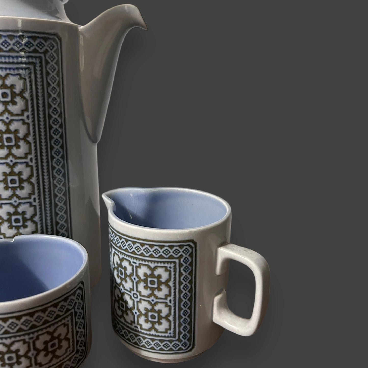 Vintage 1970s Hornsea Tapestry Blue Jug Set