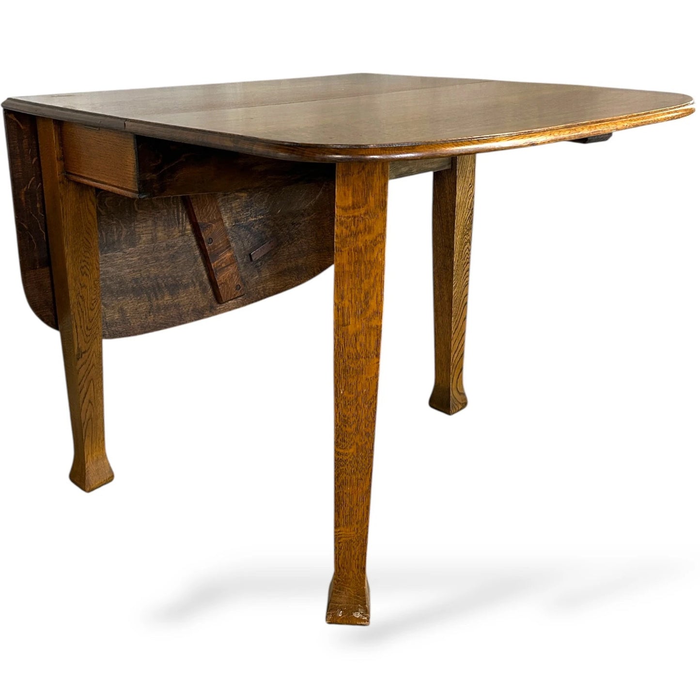 1920s Solid Oak “Gateless” Drop-Leaf Dining Table