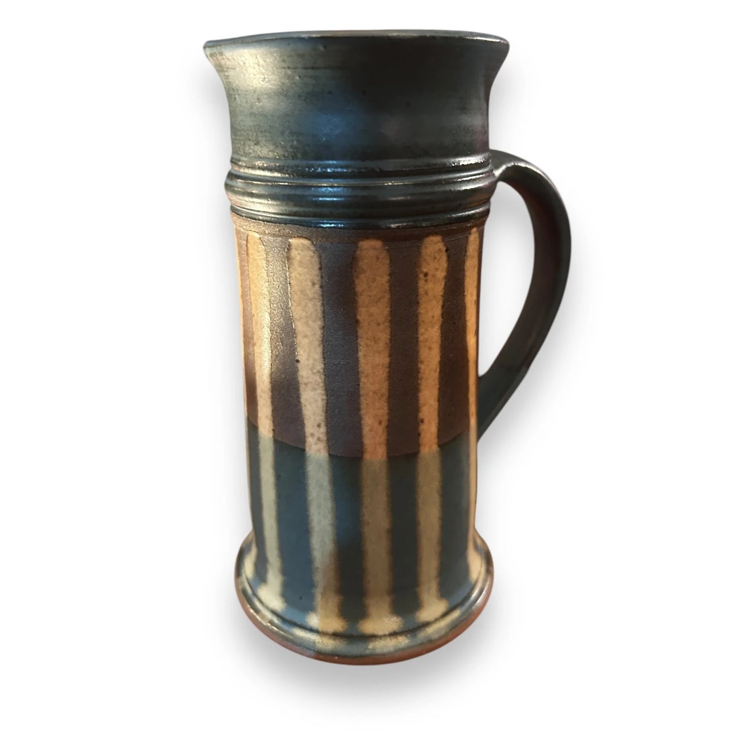 Mid century pair of blue tankard vases