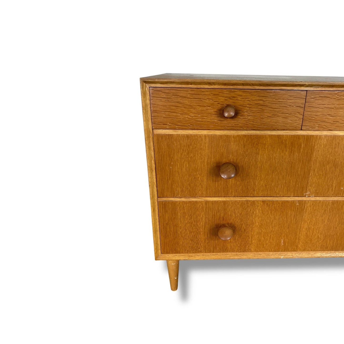 Meredew Mid Century Chest of Drawers | Vintage Tallboy 5 Drawer Teak Dresser