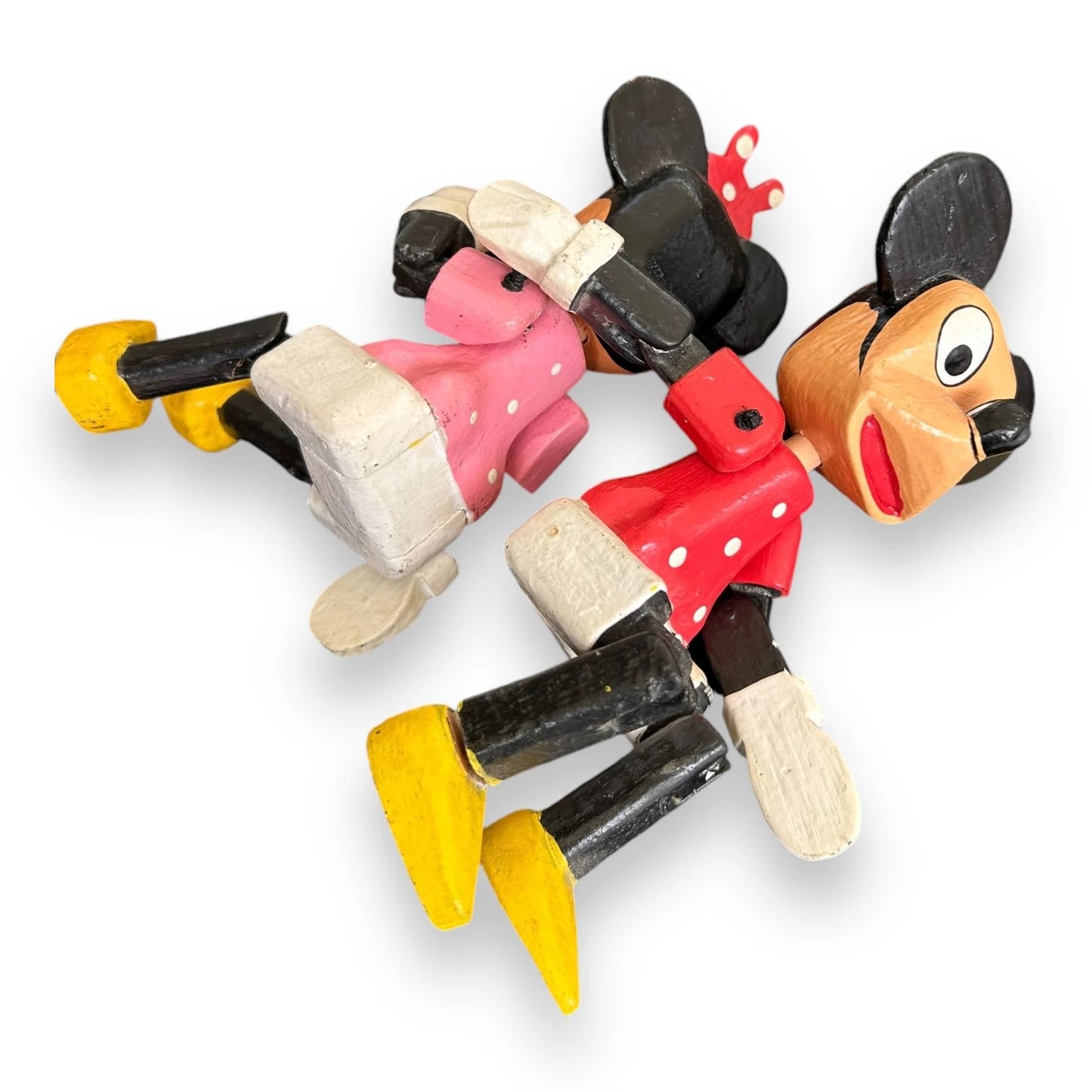 Vintage 1930s Mickey Mouse and Minnie Mouse Wood Puppets