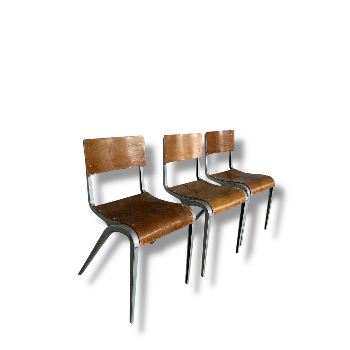 Set of 3 Vintage James Leonard Small Chairs Stacking Chairs for Esavian