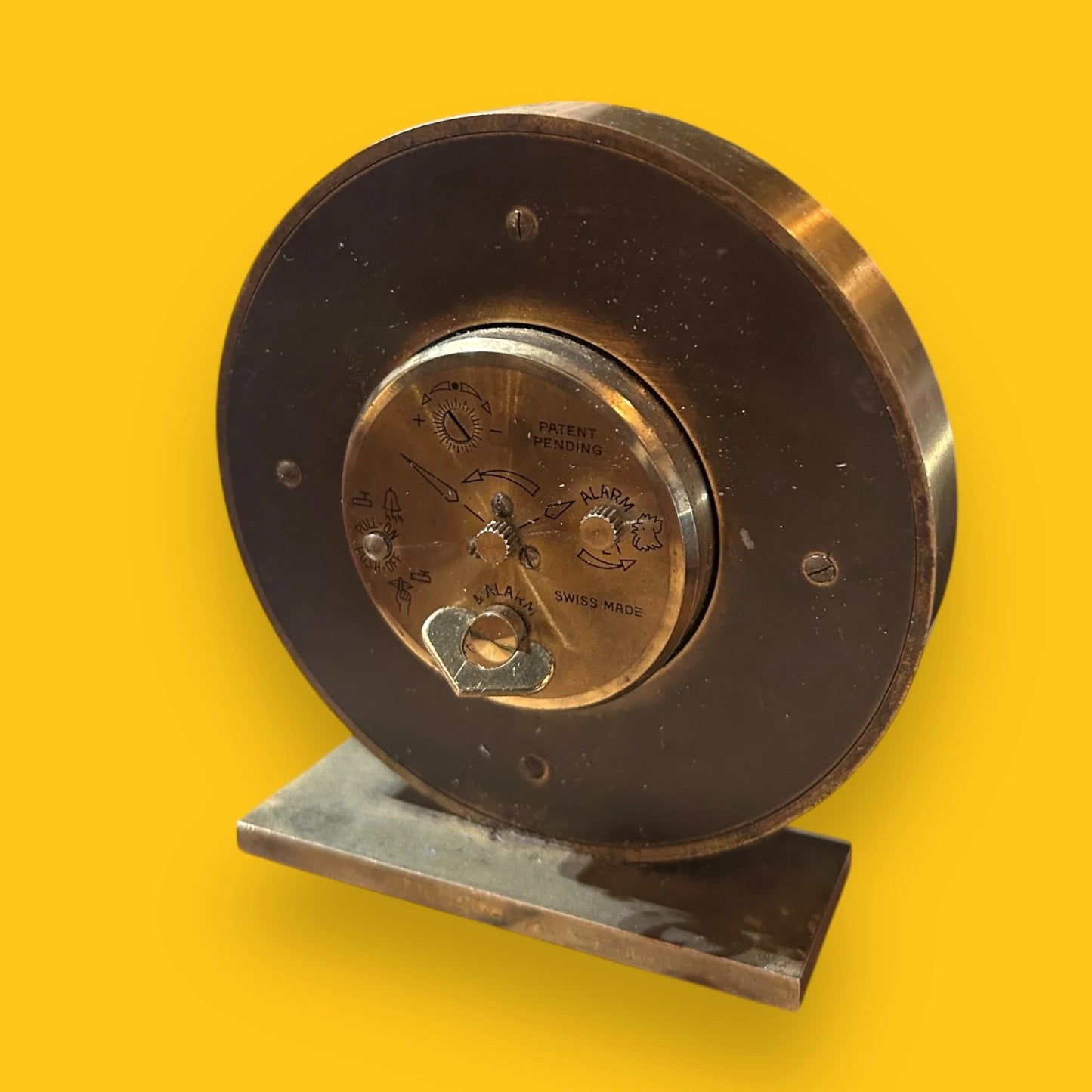 Mid century Swiss round alarm clock