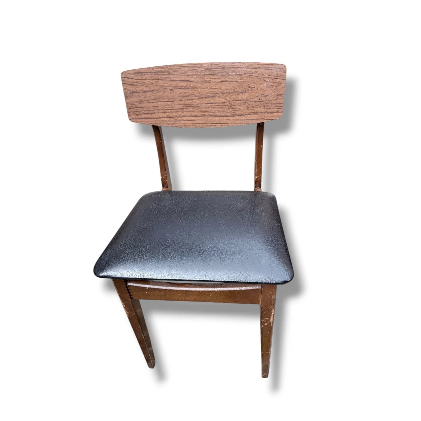 Set of 3 Mid Century Dining Chairs by Legate | Vintage Formica & Black Vinyl Chairs